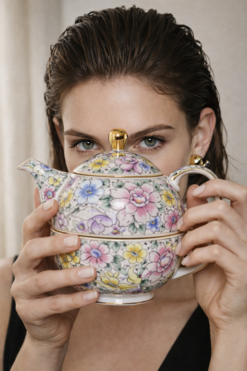 POUR ME Hand-Painted Porcelain Tea Set — Floral Edition
